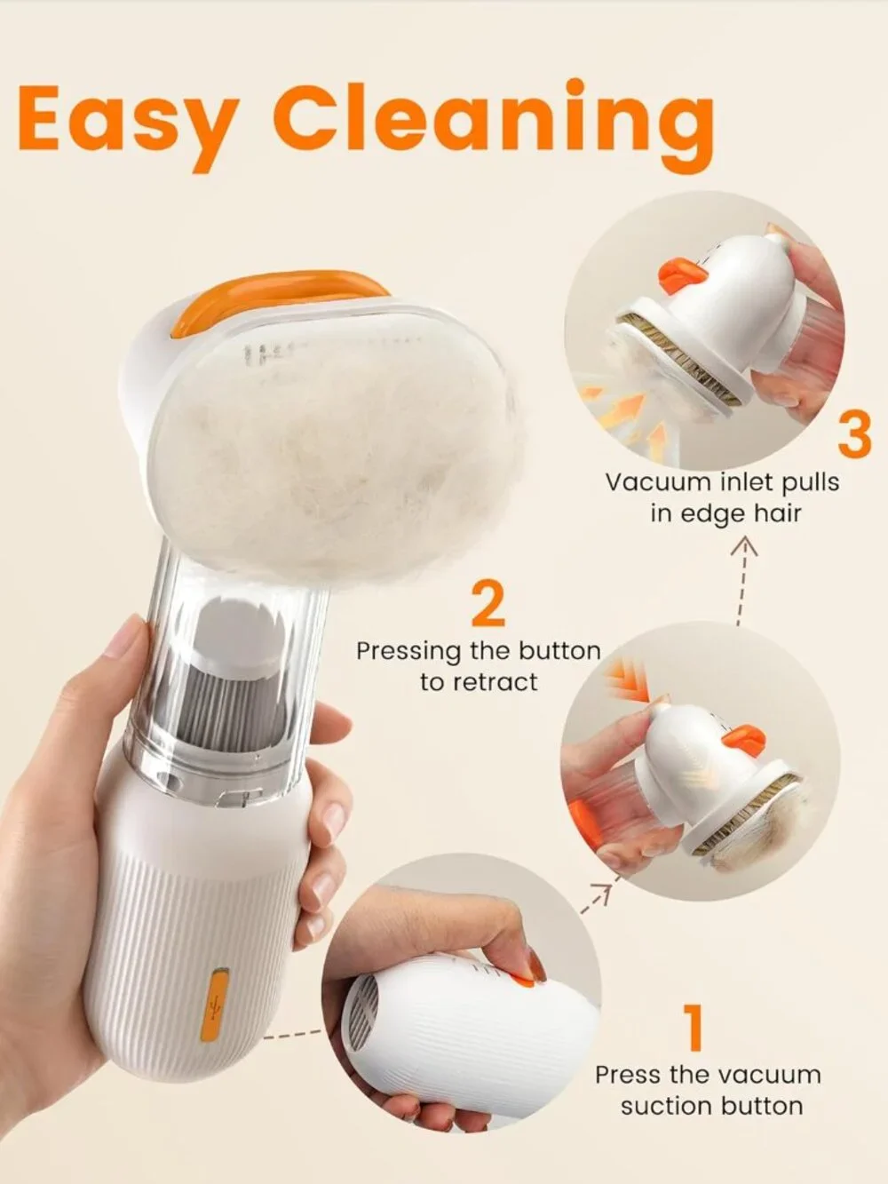 Vacuum Dog Brush for Shedding, 4-in-1